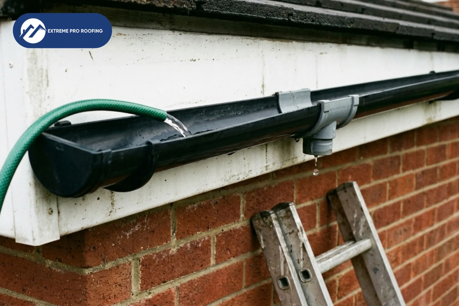 Water flowing is gutter